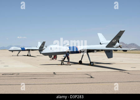 US Customs and Border Protection MQ-9 Predator B unmanned aerial vehicle called the Guardian. Stock Photo