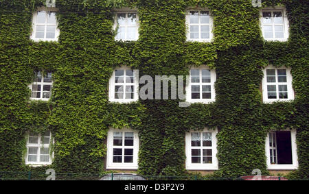 The picture shows a twiner-covered building at Margarethenhoehe Settlement in Essen, Germany, Tuesday 08 August 2006. It is the domicile of the Margarethe Krupp-Foundation promoting public welfare for housing. Margarethe Krupp, wife of industrialist Friedrich Alfred Krupp, lay the cornerstone for the foundation on the occasion of her daughter's wedding 01 December 1906. The foundat Stock Photo