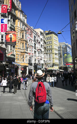 The busy street of Istiklal Caddesi, Beyoglu district, Istanbul, Turkey Stock Photo