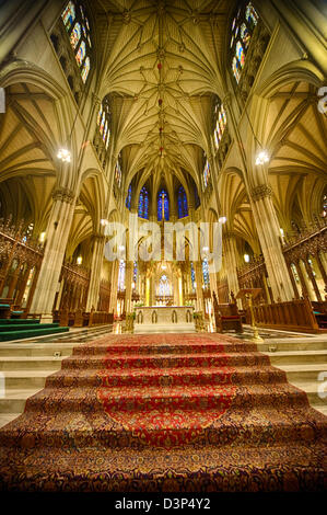 The stunning ornate interior of the neo-gothic St Patrick's Cathedral in midtown Manhattan, New York City. Stock Photo