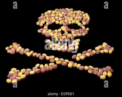 Skull and Crossbones symbol made from candy sweets Stock Photo