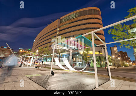 Pavillon Président Kennedy, UQAM, Quartier des Spectacles, Place des Arts, downtown montreal, quebec, Canada Stock Photo