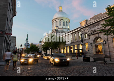 Traffic at Bonsecours Market, Rue Saint Paul Street in district of Old Montreal, Montreal, Quebec, Canada Stock Photo