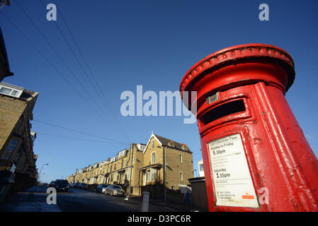 post box at end of residental street in Bradford Yorkshire United Kingdom Stock Photo