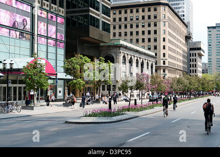 Downtown Spring scene on McGill Avenue in Montreal, Quebec Stock Photo