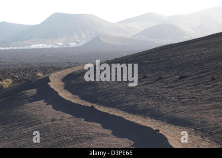 volcanic sand dunes in timanfaya, lanzarote spain canary islands Stock Photo