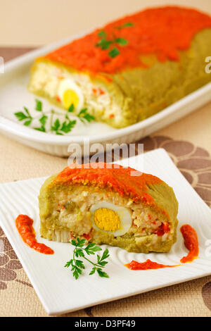 Dried peas roll with rice. Recipe available. Stock Photo