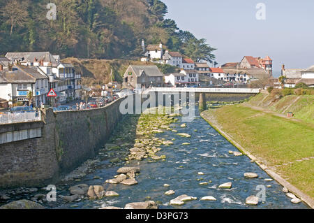 The East Lyn river at Lynmouth on the North Devon coast Stock Photo