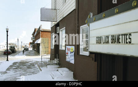 Feb. 20, 2013 - Annawan, Iowa, U.S. - A sign wishing the Annawan Bravettes luck at this weekend's state tournament is displayed on the side of a business, Wednesday, Feb. 20, 2013, in downtown Annawan. (Credit Image: © John Schultz/Quad-City Times/ZUMAPRESS.com) Stock Photo