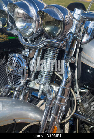 detail of Harley-Davidson motorcycle parked in Kuwait City, Kuwait. Stock Photo