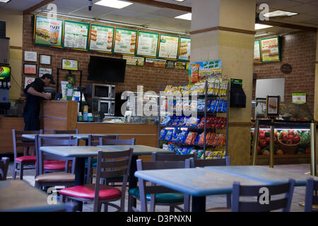 Inside Subway sandwich bar in New York Stock Photo