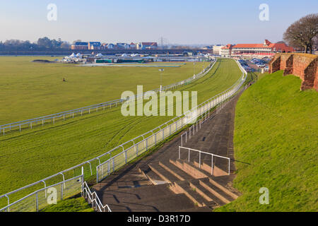 Racecourse and stand in The Roodee, Chester, Cheshire, England, UK, Britain Stock Photo