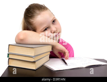 The schoolgirl does homework Stock Photo