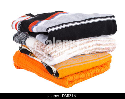 Pile of multi-colored sweaters Stock Photo