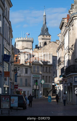 Angouleme shopping centre with the town hall visible behind Stock Photo