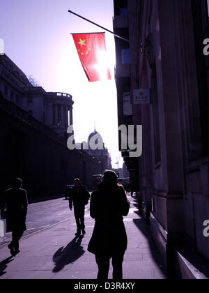 Bank of china in  City of London with flag Stock Photo
