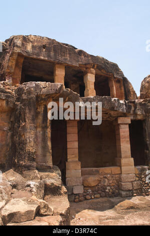 Entrance of an ancient cave, Udayagiri and Khandagiri Caves, Bhubaneswar, Orissa, India Stock Photo