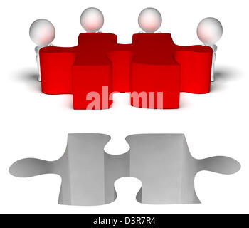 Completing Jigsaw Showing Solving Completing Or Achievement Stock Photo