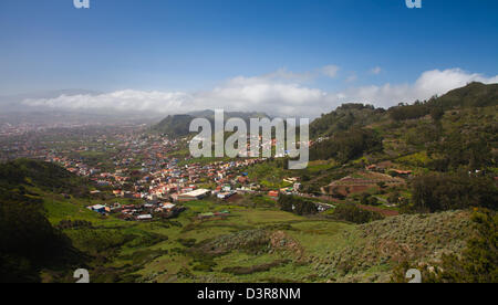 North-east of Tenerife, view from Mirador Jardina towards Las Mersedes and La Laguna Stock Photo