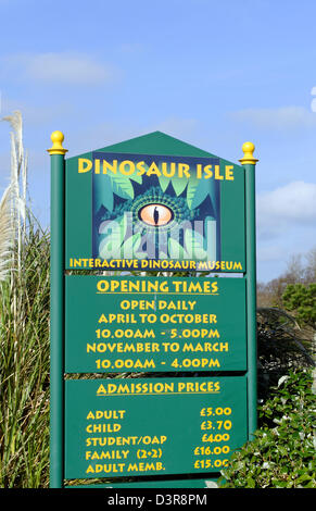 Sign, Dinosaur Isle, Sandown, Isle of Wight, England, UK, GB. Stock Photo