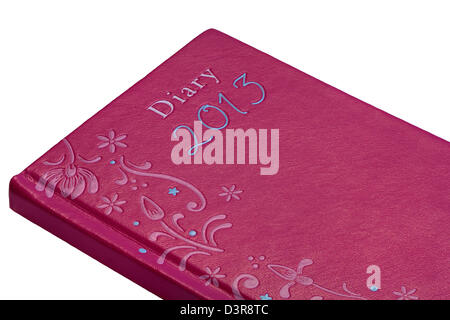 Red Ornate Leather Effect 2013 Diary isolated on white background Stock Photo