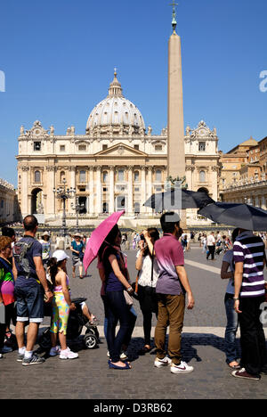 A large crowd waiting to visit the Vatican Museums, June 18, 2011 in Rome, Italy Stock Photo