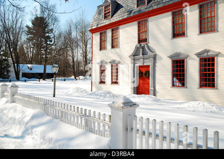 The Dwight House under a blanket of Snow, Deerfield, MA Stock Photo