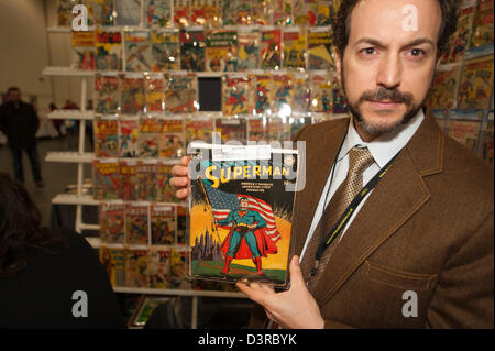23rd February 2013, London, UK. The Convention features comic creators, artists, publishers and retailers. Original mint condition comics on sale. Credit:  Malcolm Park / Alamy Live News