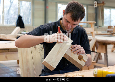 Berlin, Germany, apprentices learn the carpentry trade Stock Photo