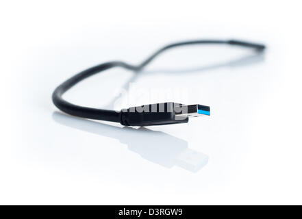 USB 3.0 cable isolated on white Stock Photo