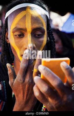 Young Wodaabe nomad prepares for Gerewol festival in northern Niger