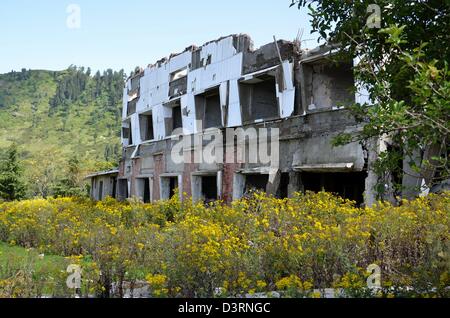 Malam Jabba Ski Resort and Hotel in Swat Valley, Pakistan after it was destroyed by Taliban militants. Stock Photo