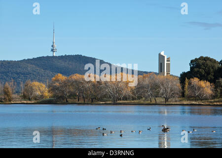 The National Carillon on Lake Burley Griffin.  Canberra, Australian Capital Territory (ACT), Australia Stock Photo