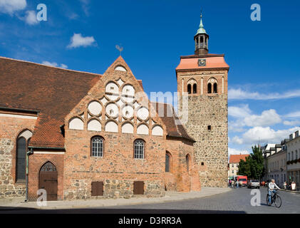 Luckenwalde, Germany, the market and the tower St.Johanniskirche in ...