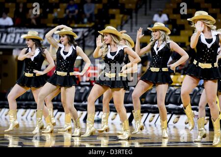 Orlando, USA. 23rd Feb, 2013. UCF dance team KnightMoves perform during half time at a mens NCAA basketball game between the Tulsa Golden Hurricane and the Central Florida Knights. UCF defeated Tulsa 83-75 at the UCF Arena in Orlando, Fl. Stock Photo