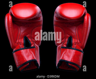 Pair of red leather boxing gloves Stock Photo