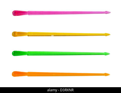 Colorful canape sticks isolated on white background Stock Photo