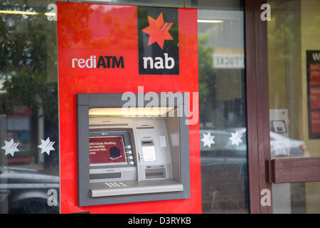 nab australian bank branch in Sydney, Australia with ATM machine and bank logo Stock Photo