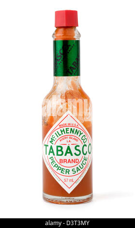Bottle of Tabasco hot pepper sauce Stock Photo