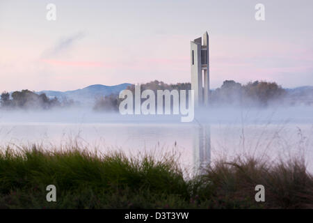 The National Carillon and Lake Burley Griffin at dawn. Canberra, Australian Capital Territory (ACT), Australia Stock Photo