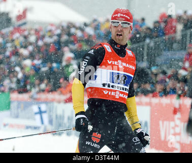 Val di Fiemme, Italy, 24th Feb, 2013. Axel Teichmann of Germany reacts after the Men's Cross Country 6 x 1,5 km Team Sprint at the Nordic Skiing World Championships in Val di Fiemme, Italy, 24 February 2013. Photo: Hendrik Schmidt/dpa +++(c) dpa - Bildfunk+++ Stock Photo