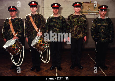 Escort for St Davids Day leek ceremony at 3rd Battalion (V) Royal Regiment of Wales Raglan Barracks Newport Gwent South Wales UK Stock Photo