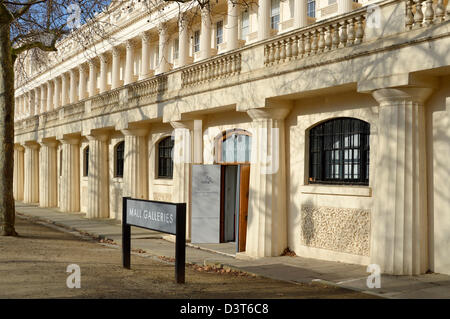 Carlton House Terrace and entrance to the Mall Galleries which is the base of the Federation of British Artists FBA Stock Photo