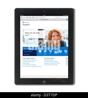 Microsoft Support site viewed on a 4th generation Apple iPad tablet computer Stock Photo