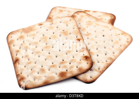 Three baked wheat crackers Stock Photo