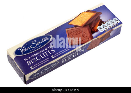 Box of Van Souter milk chocolate butter biscuits biscuitier Stock Photo