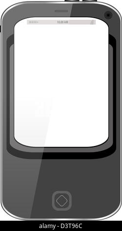 Realistic mobile phone with black screen isolated on white background ...