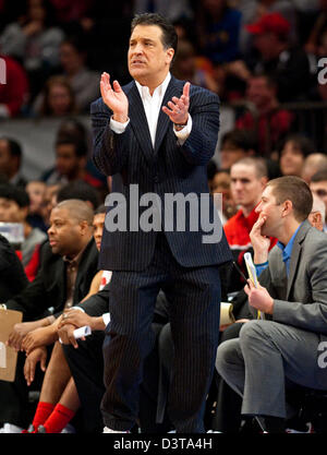 New York, New York, U.S. 24th Feb, 2013. St. John's head coach Steve Lavin during Big East action between the St. John's Red Storm and the Pittsburgh Panthers at Madison Square Garden in New York City. Pittsburgh defeated St. John's 63-47. Stock Photo