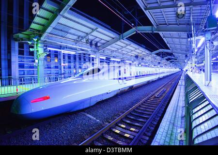 A Nozomi bullet train in Kyoto Station, Kyoto, Japan. Stock Photo