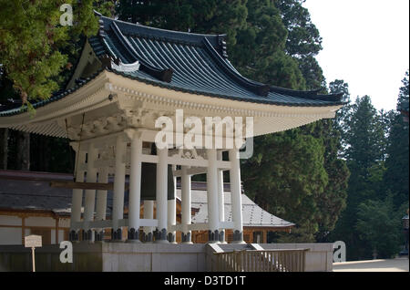 Bell tower at Danjo Garan in Kongobuji Temple complex on Koyasan, or Mount Koya, Wakayama, Japan. Stock Photo